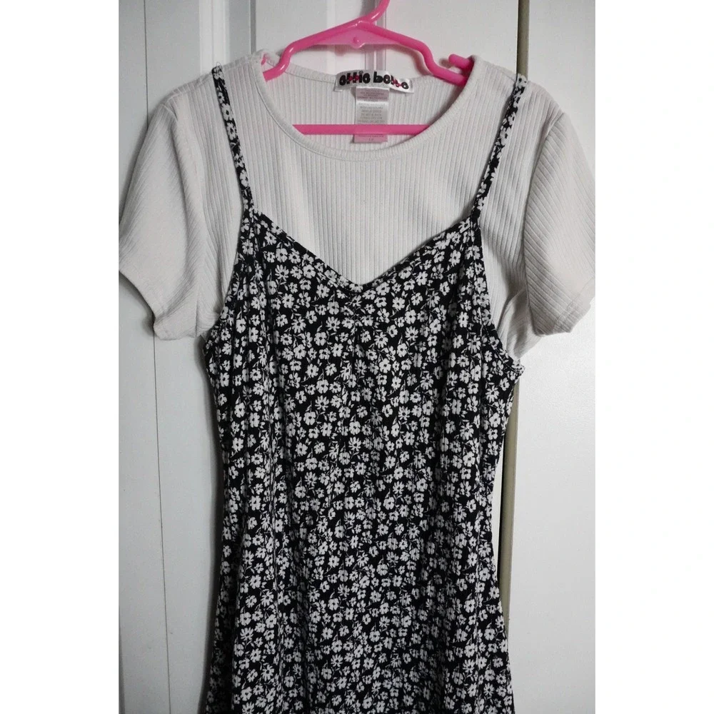 Ollie Belle Dress Size 12 90s Aesthetic Floral Cami White Tee Black